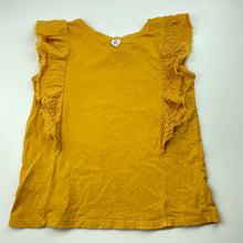 Load image into Gallery viewer, Girls Eve&#39;s Sister, mustard cotton ruffle top, GUC, size 6,  