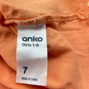 Girls Anko, orange floral cotton t-shirt / top, FUC, size 7,  