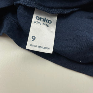 Girls Anko, navy cotton t-shirt / top, EUC, size 9,  