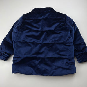 Girls Mango, navy velvet jacket / coat, L: 37cm, EUC, size 3,  