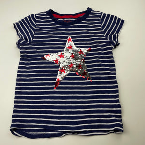 Girls Hatley, cotton t-shirt / top, flip sequin star, EUC, size 7,  