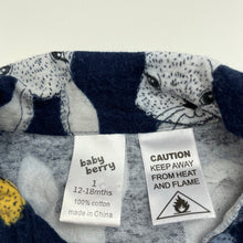 Load image into Gallery viewer, Boys Baby Berry, flannel cotton winter pyjama top, EUC, size 1,  