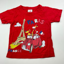 Load image into Gallery viewer, unisex ALAM FASHION, red cotton t-shirt / top, Paris, EUC, size 2,  