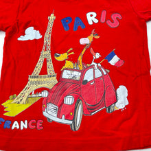 Load image into Gallery viewer, unisex ALAM FASHION, red cotton t-shirt / top, Paris, EUC, size 2,  