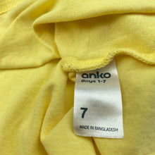 Load image into Gallery viewer, Boys Anko, yellow cotton t-shirt / top, cars, GUC, size 7,  