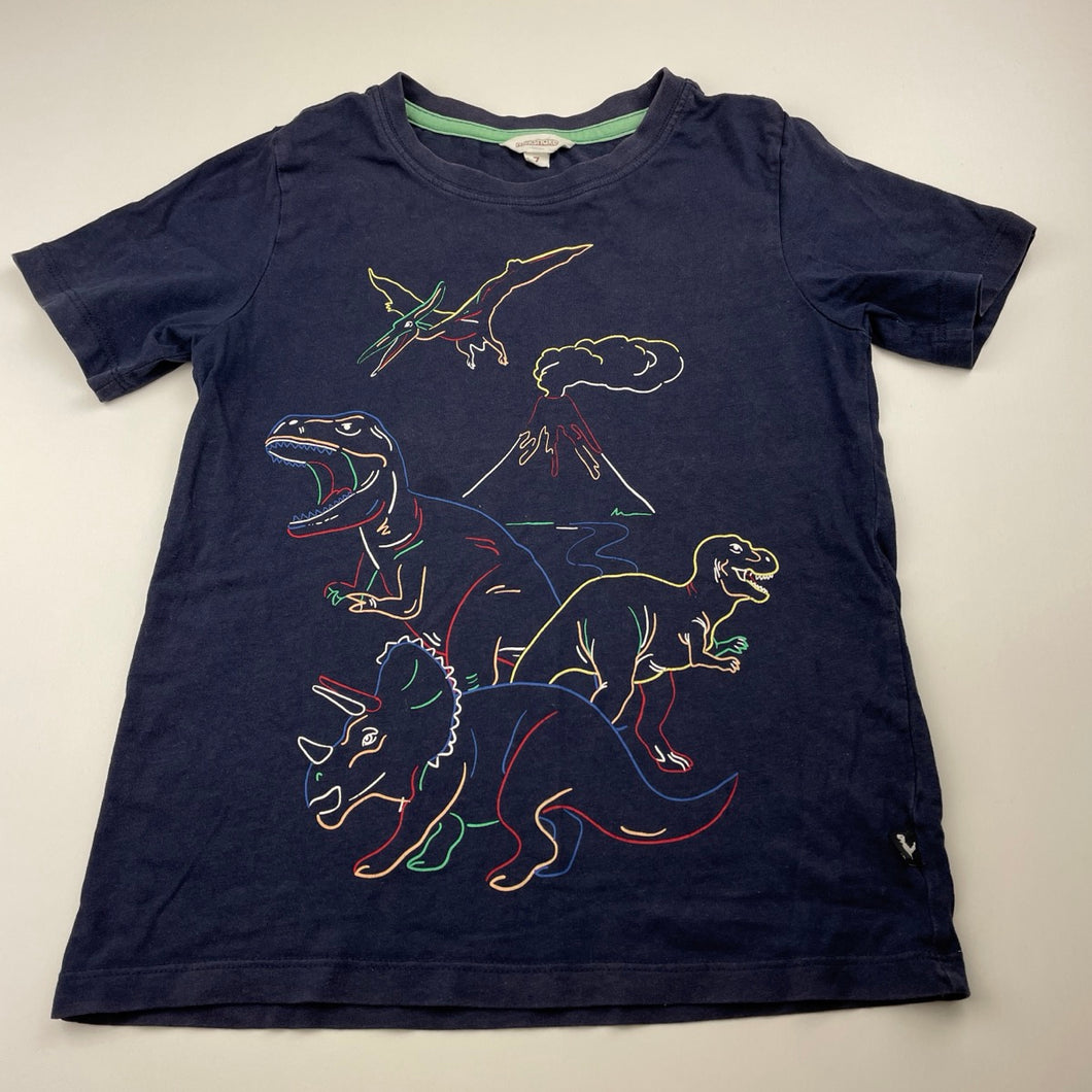 Boys Milkshake, navy cotton t-shirt / top, dinosaurs, GUC, size 7,  