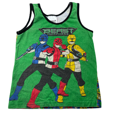 Boys Power Rangers, stretchy singlet top, wash fade, FUC, size 3-4,  