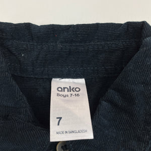 Boys Anko, dark navy corduroy cotton long sleeve shirt, EUC, size 7,  
