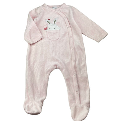 Girls Baby Harvest, pink velour coverall / romper, EUC, size 0,  