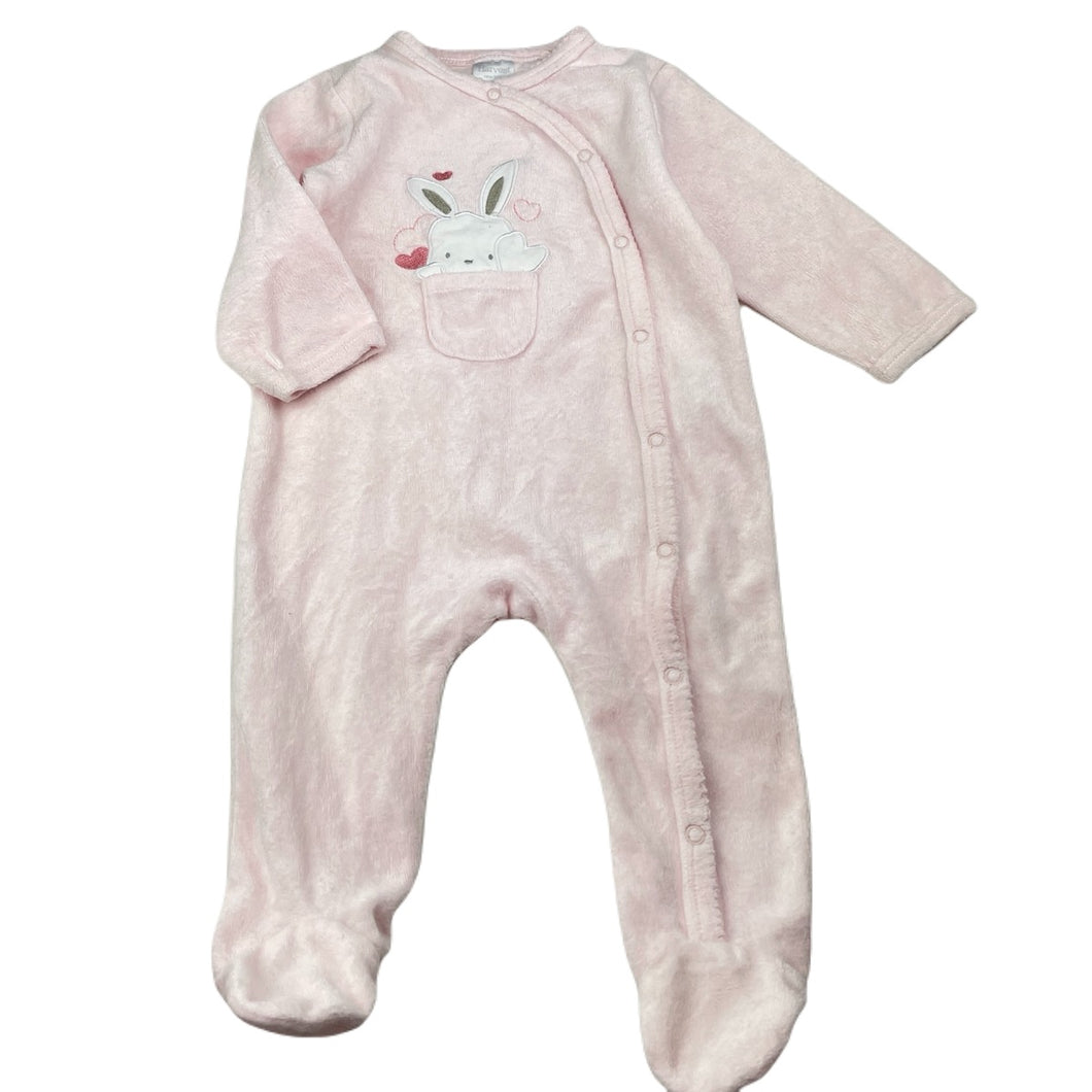 Girls Baby Harvest, pink velour coverall / romper, EUC, size 0,  