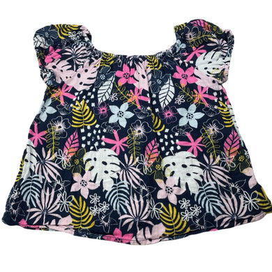 Girls Target, navy floral cotton top, GUC, size 6,  