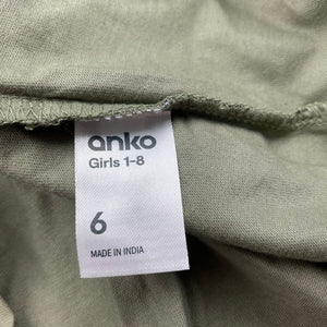 Girls Anko, khaki cotton long sleeve t-shirt / top, NEW, size 6,  