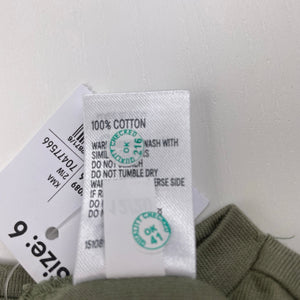Girls Anko, khaki cotton long sleeve t-shirt / top, NEW, size 6,  
