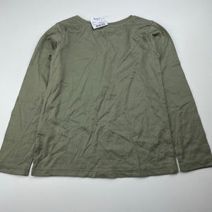 Girls Anko, khaki cotton long sleeve t-shirt / top, NEW, size 6,  