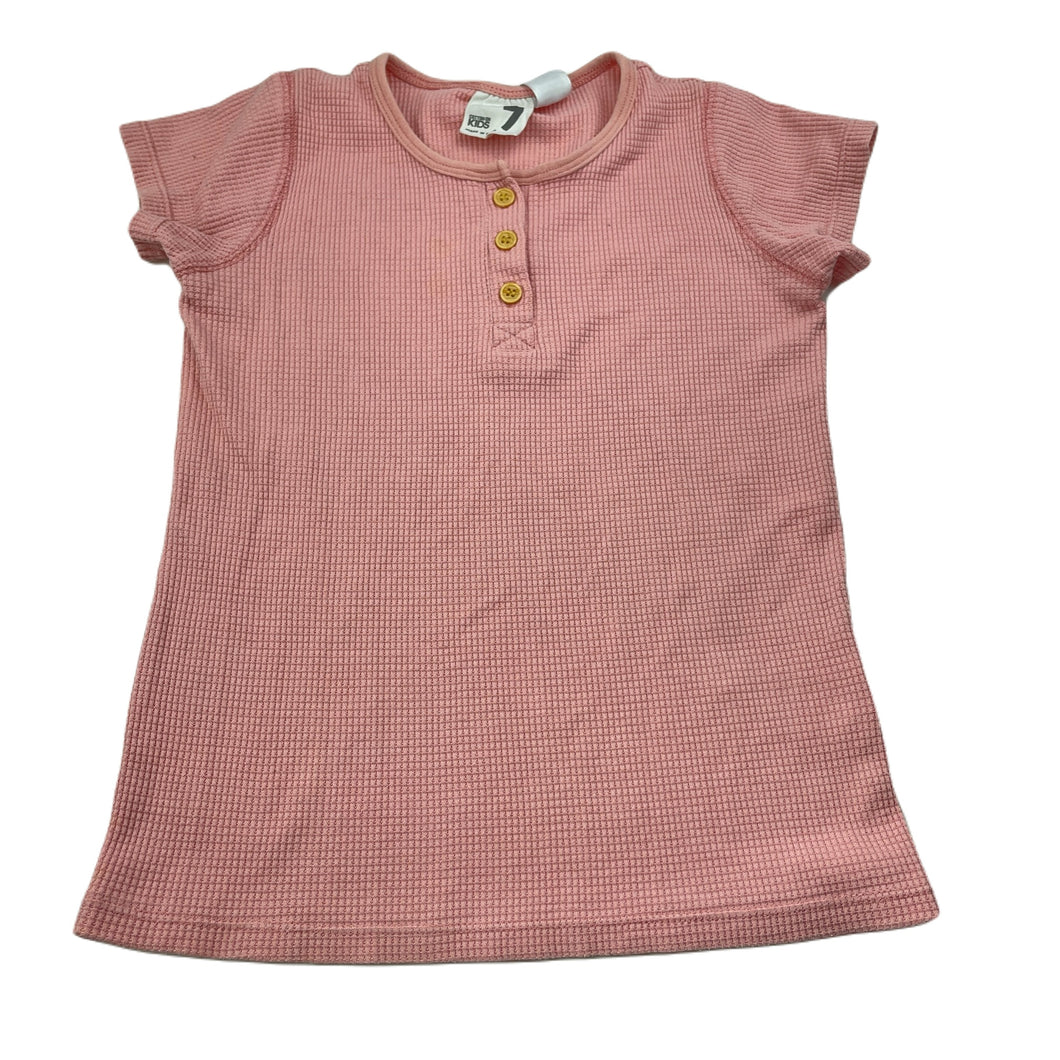 Girls Cotton On, pink waffle pyjama top, FUC, size 7,  