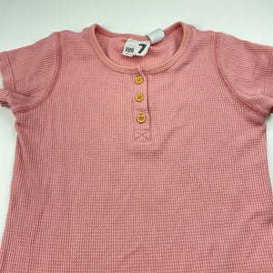 Girls Cotton On, pink waffle pyjama top, FUC, size 7,  