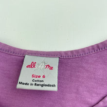 Load image into Gallery viewer, Girls All 4 Me, purple cotton top, L: 48cm, FUC, size 6,  