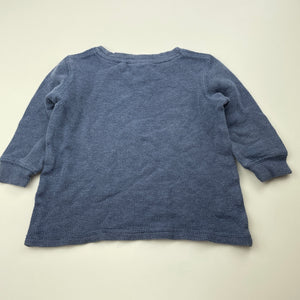 Boys Cotton On, blue waffle long sleeve top, GUC, size 2,  