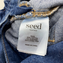 Load image into Gallery viewer, Girls Seed, blue stretch denim overalls / dungarees, EUC, size 0,  