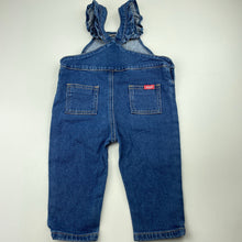 Load image into Gallery viewer, Girls Seed, blue stretch denim overalls / dungarees, EUC, size 0,  
