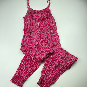 Girls Pumpkin Patch, pink floral viscose summer jumpsuit, GUC, size 7,  