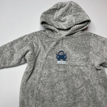 Load image into Gallery viewer, Boys Mothercare, cotton lined wadded velour hooded romper, EUC, size 000,  