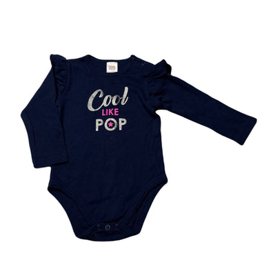 Girls Ollies Place, navy cotton bodysuit / romper, EUC, size 0,  