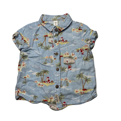 Boys Dymples, Christmas viscose / linen short sleeve shirt, EUC, size 0,  