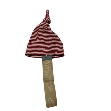 unisex Nature Baby, red & white stripe organic cotton hat / beanie, NEW, size 0,  
