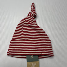 Load image into Gallery viewer, unisex Nature Baby, red &amp; white stripe organic cotton hat / beanie, NEW, size 0,  