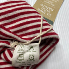 Load image into Gallery viewer, unisex Nature Baby, red &amp; white stripe organic cotton hat / beanie, NEW, size 0,  