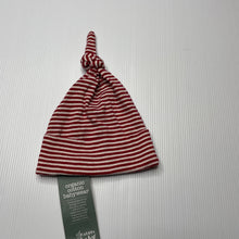 Load image into Gallery viewer, unisex Nature Baby, red &amp; white stripe organic cotton hat / beanie, NEW, size 0,  