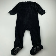 Load image into Gallery viewer, Girls Baby Berry, black fleece zip coverall / romper, GUC, size 0,  