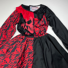Load image into Gallery viewer, Girls black &amp; red, Pirate / Halloween dress / costume, GUC, size 5-7, L: 63cm
