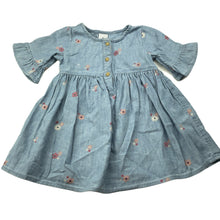 Load image into Gallery viewer, Girls Target, foral cotton / linen casual dress, GUC, size 0, L: 41cm
