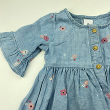 Load image into Gallery viewer, Girls Target, foral cotton / linen casual dress, GUC, size 0, L: 41cm