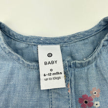 Load image into Gallery viewer, Girls Target, foral cotton / linen casual dress, GUC, size 0, L: 41cm