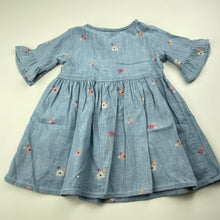 Load image into Gallery viewer, Girls Target, foral cotton / linen casual dress, GUC, size 0, L: 41cm