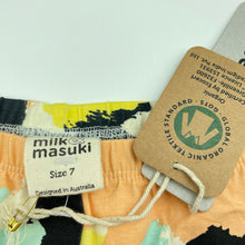 Load image into Gallery viewer, Girls Milk &amp; Masuki, colourful organic cotton blend leggings, elasticated, Inside leg: 48cm, NEW, size 7,  
