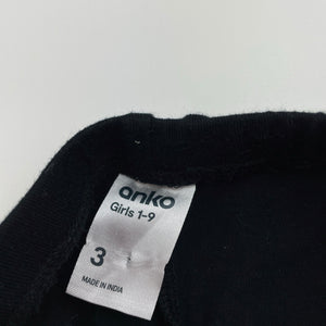 Girls Anko, black stretchy leggings, Inside leg: 29.5cm, EUC, size 3,  