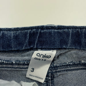 Girls Anko, blue stretch denim jeans, adjustable, Inside leg: 32.5cm, GUC, size 3,  