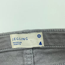 Load image into Gallery viewer, Girls Target, grey stretch denim leggings / jeggings, elasticated, Inside leg: 40cm, EUC, size 4,  