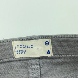 Girls Target, grey stretch denim leggings / jeggings, elasticated, Inside leg: 40cm, EUC, size 4,  