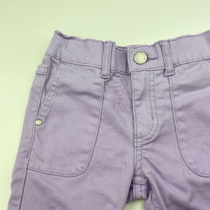 Girls 1964 Denim Co, purple stretch cotton pants, elasticated, Inside leg: 20cm, GUC, size 1,  