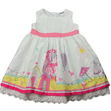 Girls Tiny Little Wonders, lined cotton party dress, light mark back hem, FUC, size 0, L: 43cm