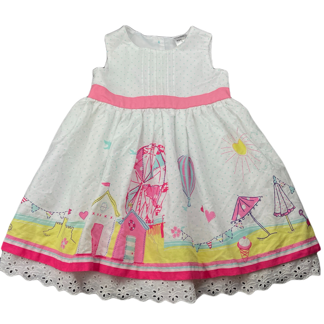 Girls Tiny Little Wonders, lined cotton party dress, light mark back hem, FUC, size 0, L: 43cm