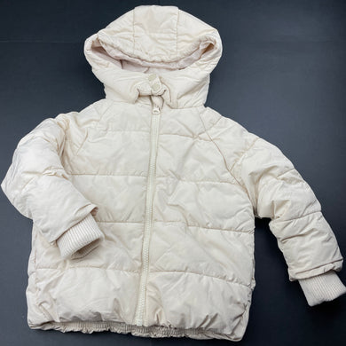 Girls Seed, cream puffer jacket / coat, L: 35cm, EUC, size 3,  