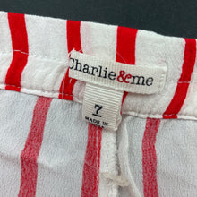 Load image into Gallery viewer, Girls Charlie &amp; Me, red &amp; white stripe lightweight shorts, elasticated, EUC, size 7,  