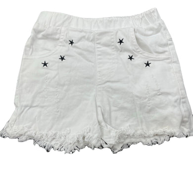 Girls YDYT, embroidered distressed stretch cotton shorts, elasticated, EUC, size 6,  