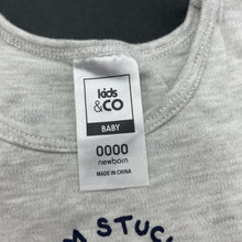 Load image into Gallery viewer, unisex Kids &amp; Co, grey marle bodysuit / romper, EUC, size 0000,  